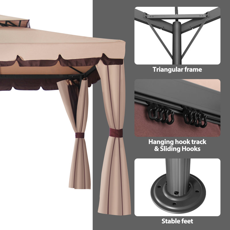 COVERONICS Outdoor Aluminum Patio Gazebo, Heavy Duty & Vented Gazebo